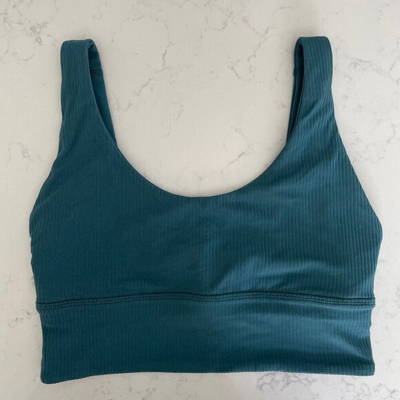Lululemon Align Ribbed Reversible Bra Light Support A/B Cup Green Jasper Sz 4 - Picture 1 of 10
